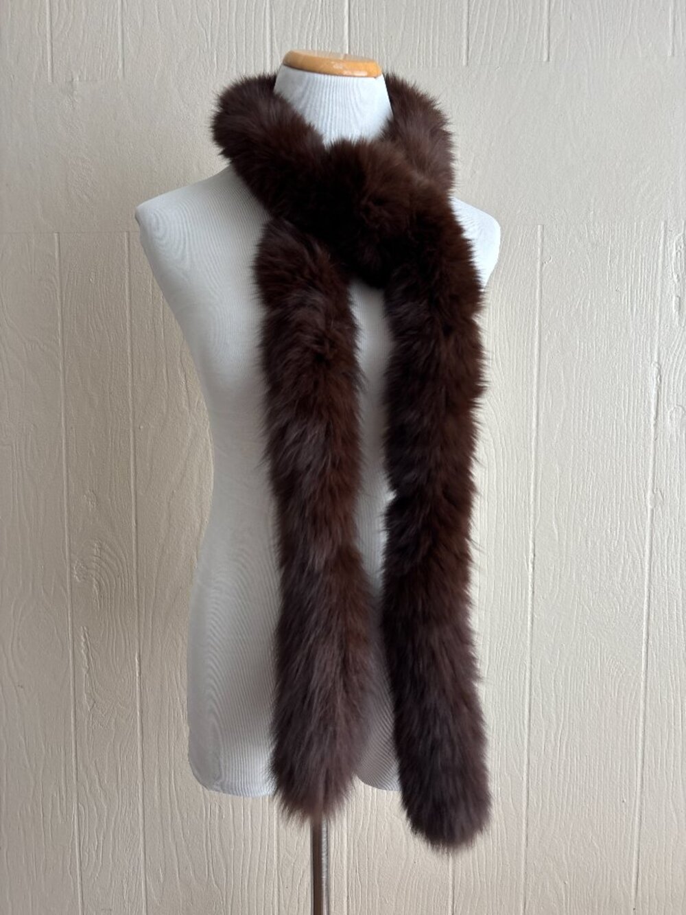 Genuine Fox Soft Luxury Fur Skinny Brown Scarf